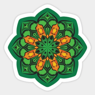 unique green and yellow ornamentation Sticker